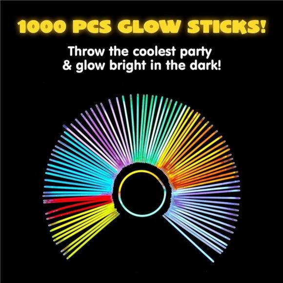 144 Pcs Glow Sticks Bulk 8" Bracelets Necklaces, Glow in the Dark Neon - Picture 6 of 6